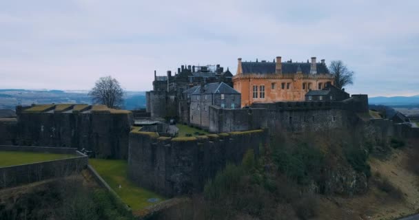 Vista aérea do Castelo de Stirling, Escócia Antiga - Filmagem, Vídeo