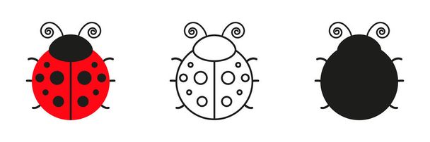Ladybugs χαριτωμένο διαφορετικούς χαρακτήρες που. Ladybirds σε τρία στυλ. Εικονογράφηση διανύσματος απομονωμένη σε λευκό. - Διάνυσμα, εικόνα