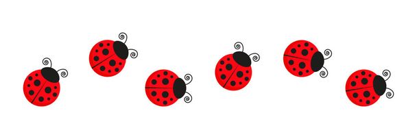 Ladybugs lijn pictogram groep. Leuke lieveheersbeestjes. Vector illustratie geïsoleerd op wit. - Vector, afbeelding