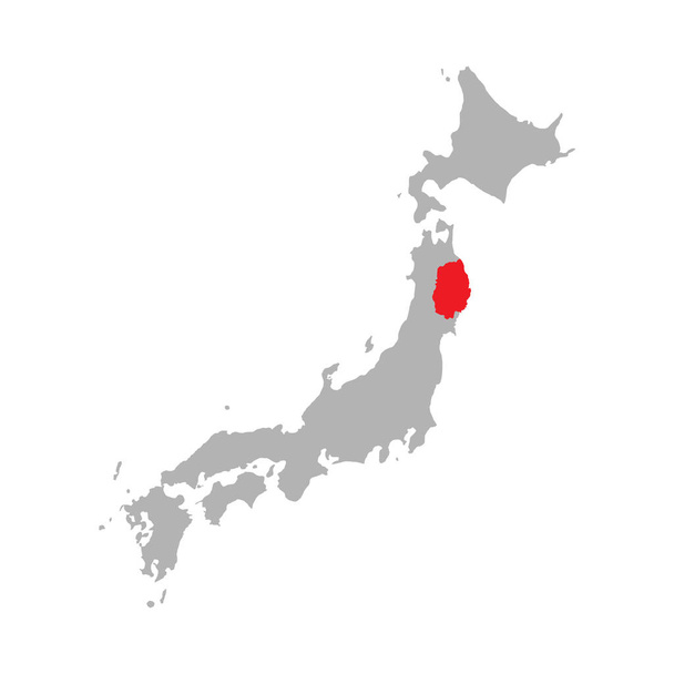 Iwate prefecture highlighted on the map of Japan - ベクター画像