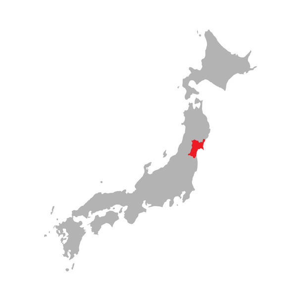 Miyagi prefecture highlighted on the map of Japan - ベクター画像