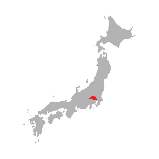 Prefektura Saitama podkreślona na mapie Japonii - Wektor, obraz