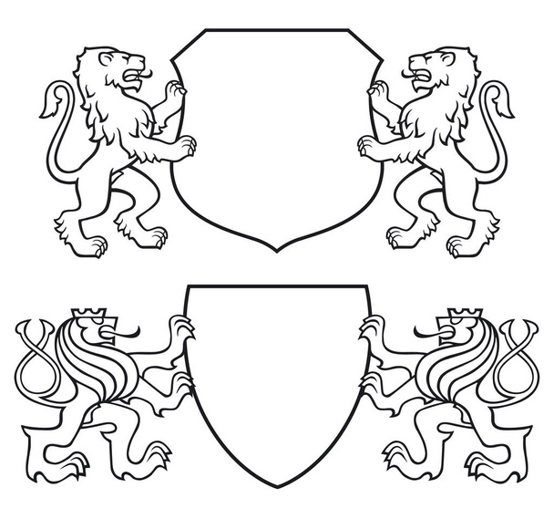 Coat of arms with lions isolated on white background. illustration - Вектор,изображение