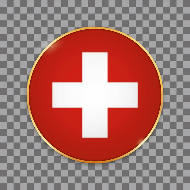 vector illustration of round button banner wit country flag of Switzerland - Vetor, Imagem