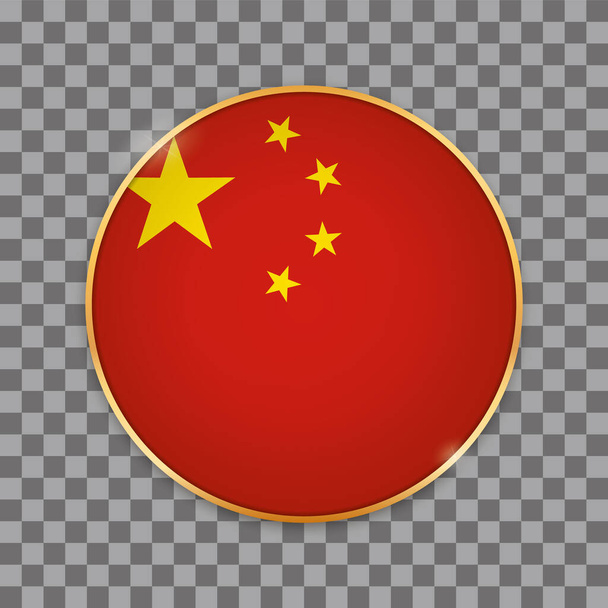 Векторна ілюстрація круглого прапора з прапором Китаю. - Вектор, зображення