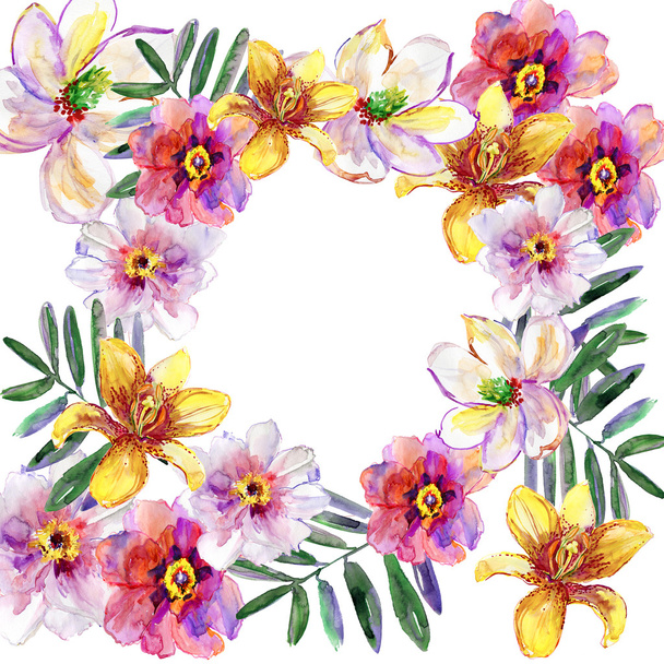 Wallpaper with Colorful Summer flowers - Φωτογραφία, εικόνα