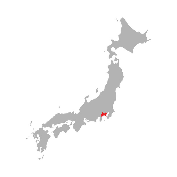 Hervorhebung der Präfektur Kanagawa auf der Landkarte Japans - Vektor, Bild