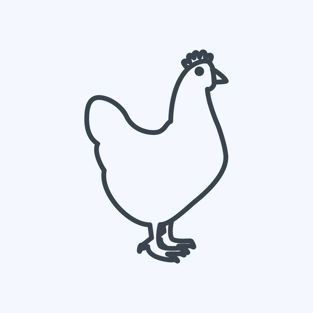Icon Chicken. suitable for animal symbol. line style. simple design editable. design template vector. simple symbol illustration - Vector, Image