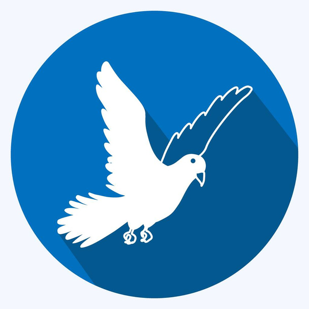 Icon Dove. suitable for animal symbol. long shadow style. simple design editable. design template vector. simple symbol illustration - Vetor, Imagem
