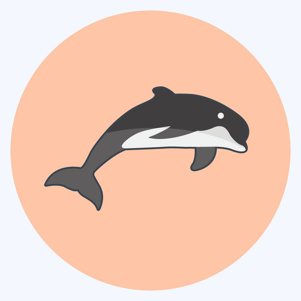 Icon Dolphin. suitable for animal symbol. flat style. simple design editable. design template vector. simple symbol illustration - Vector, Imagen