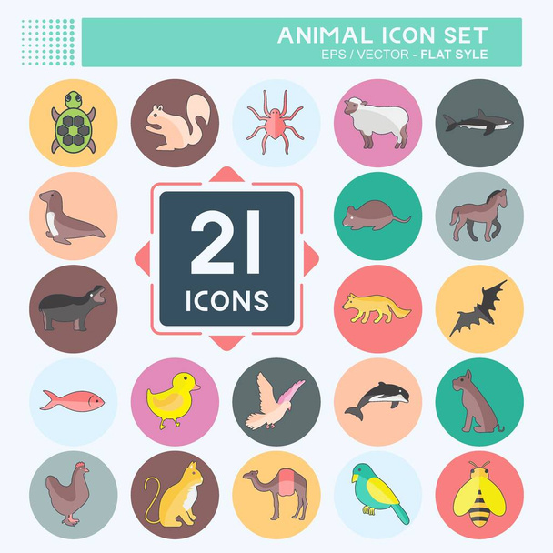 Animal Icon Set. suitable for animal symbol. flat style. simple design editable. design template vector. simple symbol illustration - Vector, Image