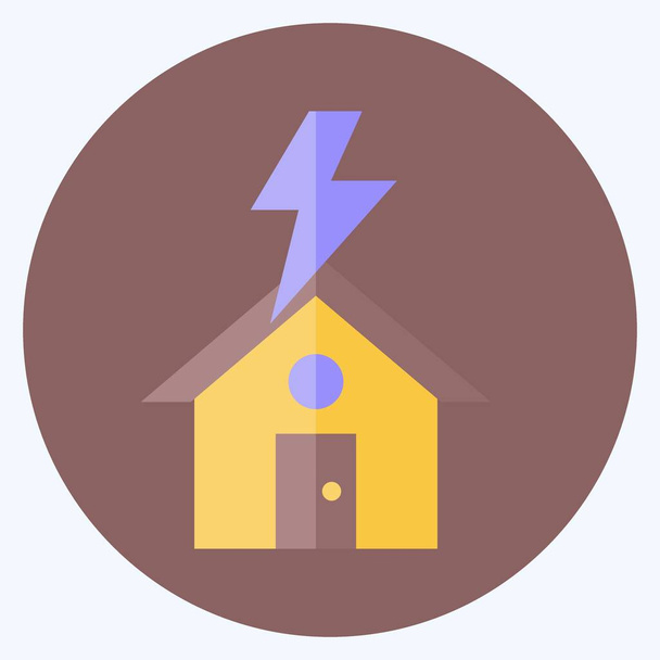 Icon Lightning Striking House. suitable for disasters symbol. flat style. simple design editable. design template vector. simple symbol illustration - Vektor, Bild