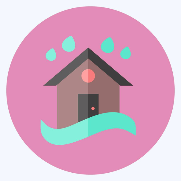 Icon Heavy Rain and Flood. suitable for disasters symbol. flat style. simple design editable. design template vector. simple symbol illustration - Wektor, obraz