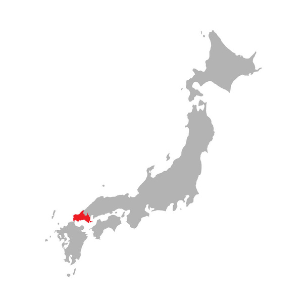 Destacado de la prefectura de Yamaguchi en el mapa de Japón - Vector, imagen