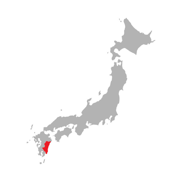 Lo más destacado de la prefectura de Miyazaki en el mapa de Japón - Vector, imagen