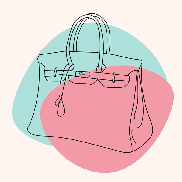 Fashion Handbag bag urban Body Women's Bags drawn black lines on colorful design background  - Вектор,изображение