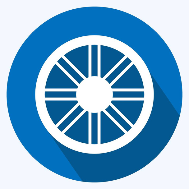 Icon Wheel. suitable for Garden symbol. long shadow style. simple design editable. design template vector. simple symbol illustration - Vector, Image