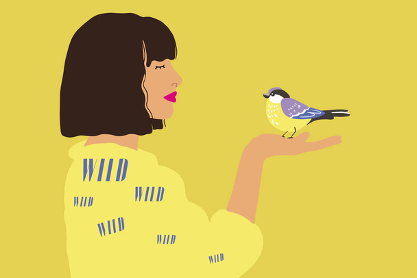 Illustration einer Frau mit einer Ente - Vektor, Bild