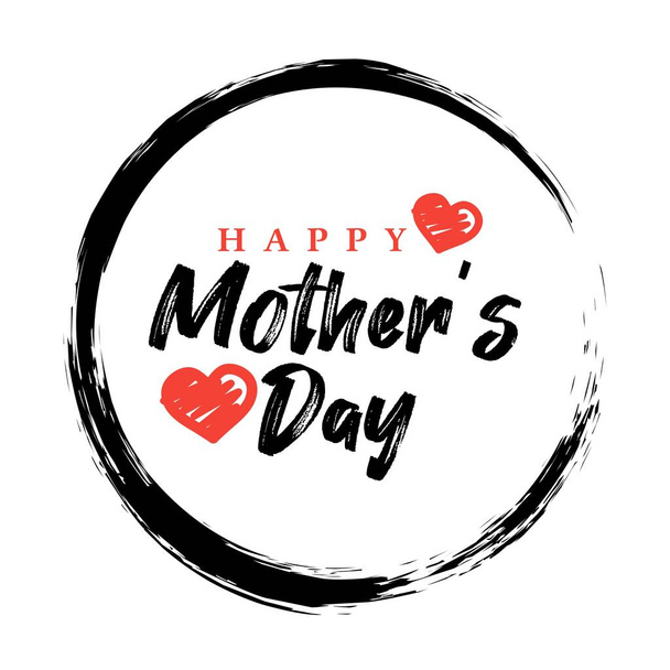 Happy mother's day greeting with heart shape love sign and happy mother's day calligraphy on white background. - ベクター画像