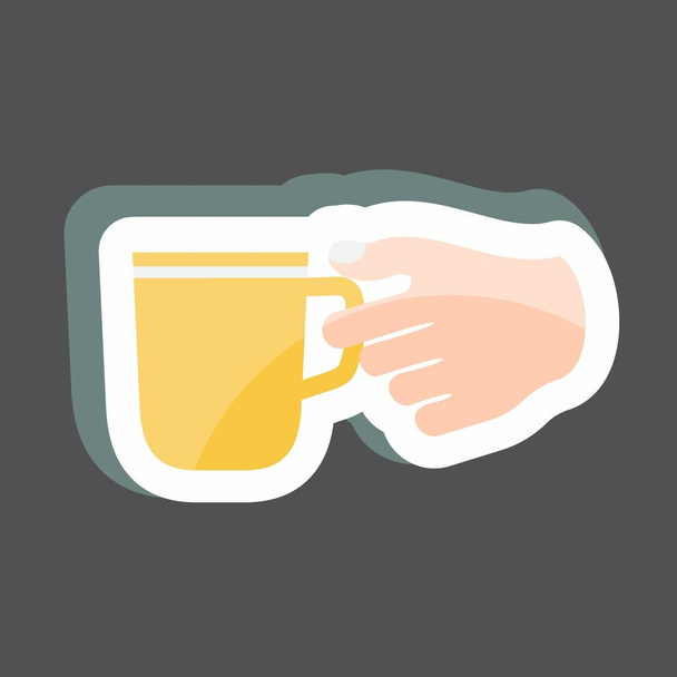 Sticker Holding Coffee Cup. suitable for Hand Actions symbol. simple design editable. design template vector. simple symbol illustration - Vector, Image