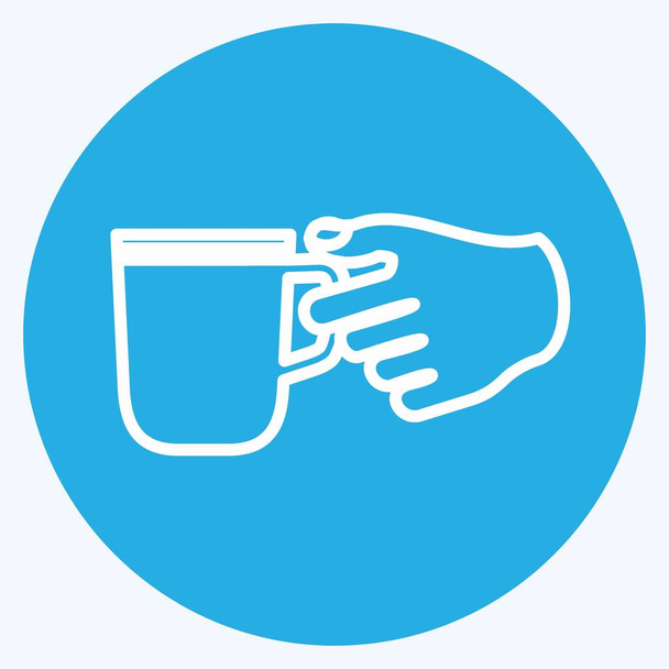 Icon Holding Kahve Bardağı. El Eylemleri sembolü için uygun. Mavi gözlü. Basit dizayn edilebilir. tasarım şablonu. Basit gösterim - Vektör, Görsel