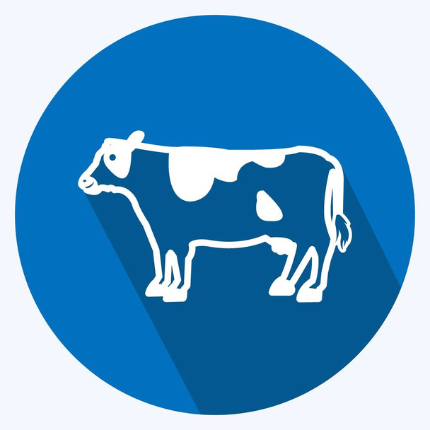 Icon Cow. suitable for Garden symbol. long shadow style. simple design editable. design template vector. simple symbol illustration - Vektor, Bild