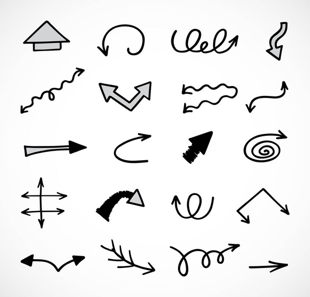 Vector set of hand drawn arrows, elements for presentation - Vektör, Görsel