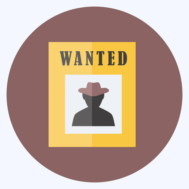 Icon Wanted Poster. suitable for Wild West symbol. flat style. simple design editable. design template vector. simple symbol illustration - Vetor, Imagem