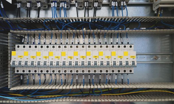 switchboard with circuit breakers electrical background - Photo, Image