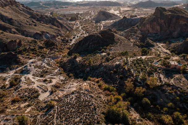 Aerial view of nature landscape in the Sierra de Alhamilla in Pechina Andalusia - Фото, зображення