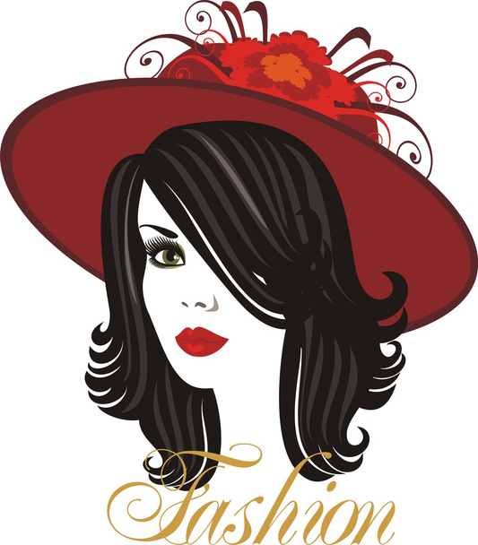 Lady in the red hat - Vector, Image