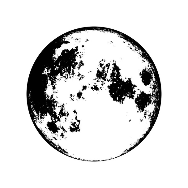 Conceito de lua cheia em preto e branco - Vetor, Imagem