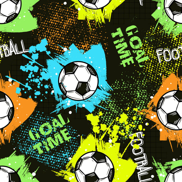 απρόσκοπτη μοτίβο με ζωγραφισμένα στο χέρι στοιχεία ποδοσφαίρου. εικονογράφηση διανύσματος - Διάνυσμα, εικόνα