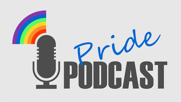 Ilustracao Podcast Pride LGBT, arco iris, gay, lesbica, audio, lesbijki, comunidade gay, rainbow, pride, spotify, influencer, LGBT, LGBTQ, orgulho, representatividade, homem, mulher, resistencia, queer, comunicacao, microfone, voz, militancia, youtube - Wektor, obraz