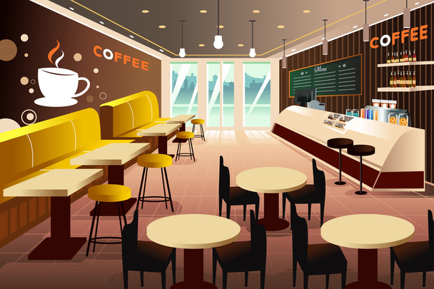 Interior of a modern coffee shop - Vector, Image