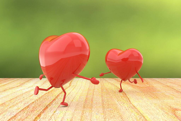 Couple hearts. 3D rendering. - Photo, Image
