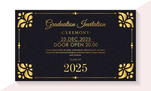 Κομψό σκούρο πρότυπο πρόσκληση αποφοίτησης - Διάνυσμα, εικόνα