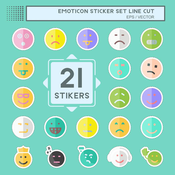 Emoticon Sticker line cut Set. suitable for Education symbol. simple design editable. design template vector. simple symbol illustration - Vektor, kép