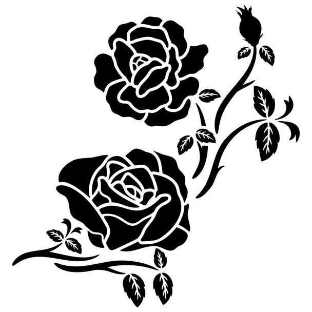 silhouette black rose flower decoration vector illustration background - Vector, Image
