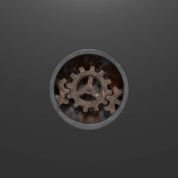 Abstract background of the rusty gears. 3D rendering. - Photo, Image
