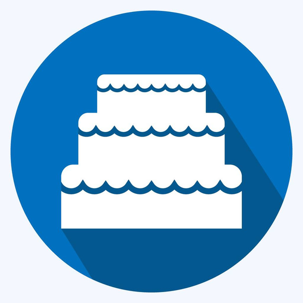 Icon Wedding Cake. suitable for Wedding symbol. long shadow style. simple design editable. design template vector. simple symbol illustration - Vector, Imagen