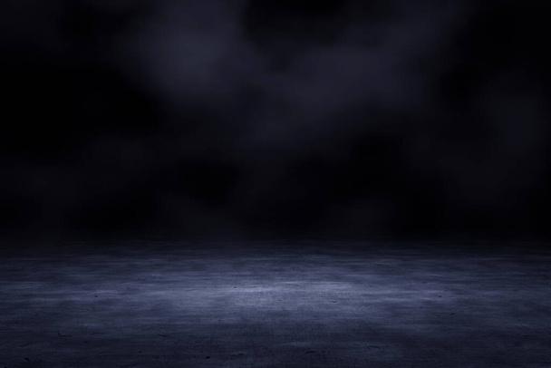Dark scene with smoke background. 3D rendering. - Foto, Imagem