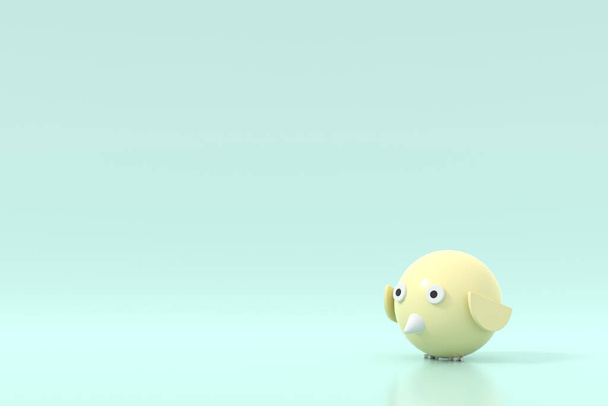 Minimal background design with a little bird. 3D rendering. - Foto, Bild