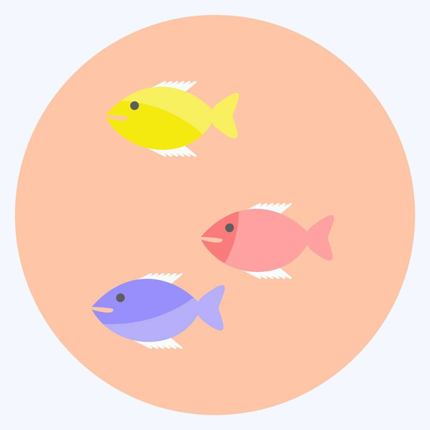 Icon Small Fish. suitable for Sea symbol. flat style. simple design editable. design template vector. simple symbol illustration - Vektor, Bild
