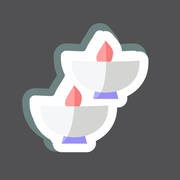 Sticker Lighted Bowls. suitable for Spa symbol. simple design editable. design template vector. simple symbol illustration - Vettoriali, immagini
