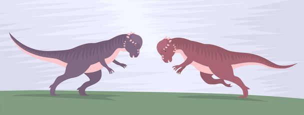 Starověký pangolin pachycephalosaurus. Hlavička. Bitva dvou dinosaurů. Býložravý dinosaurus z Jurského období. Vektorová kreslená ilustrace - Vektor, obrázek