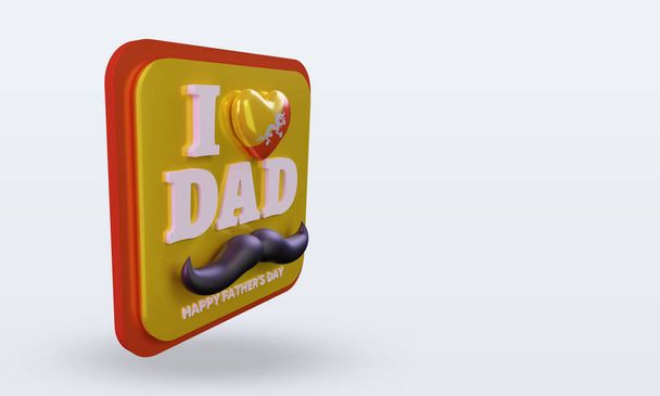 3d fathers day Bhutan love flag rendering left view - Photo, Image