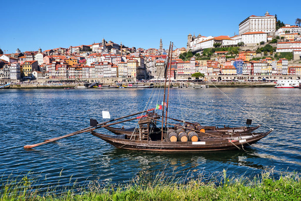 Porto and the Douro river with two of the traditional rabelo boats - Photo, Image