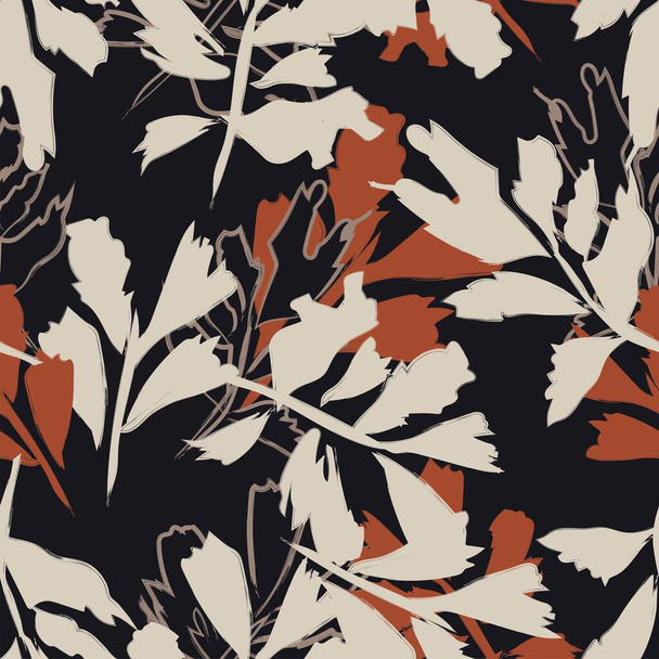 Coups de pinceau Tropical Leaf design de motif sans couture pour les textiles de mode, les graphiques et l'artisanat - Vecteur, image