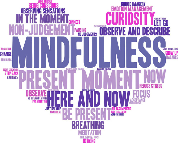 Mindfulness word wolk op een witte achtergrond.  - Vector, afbeelding